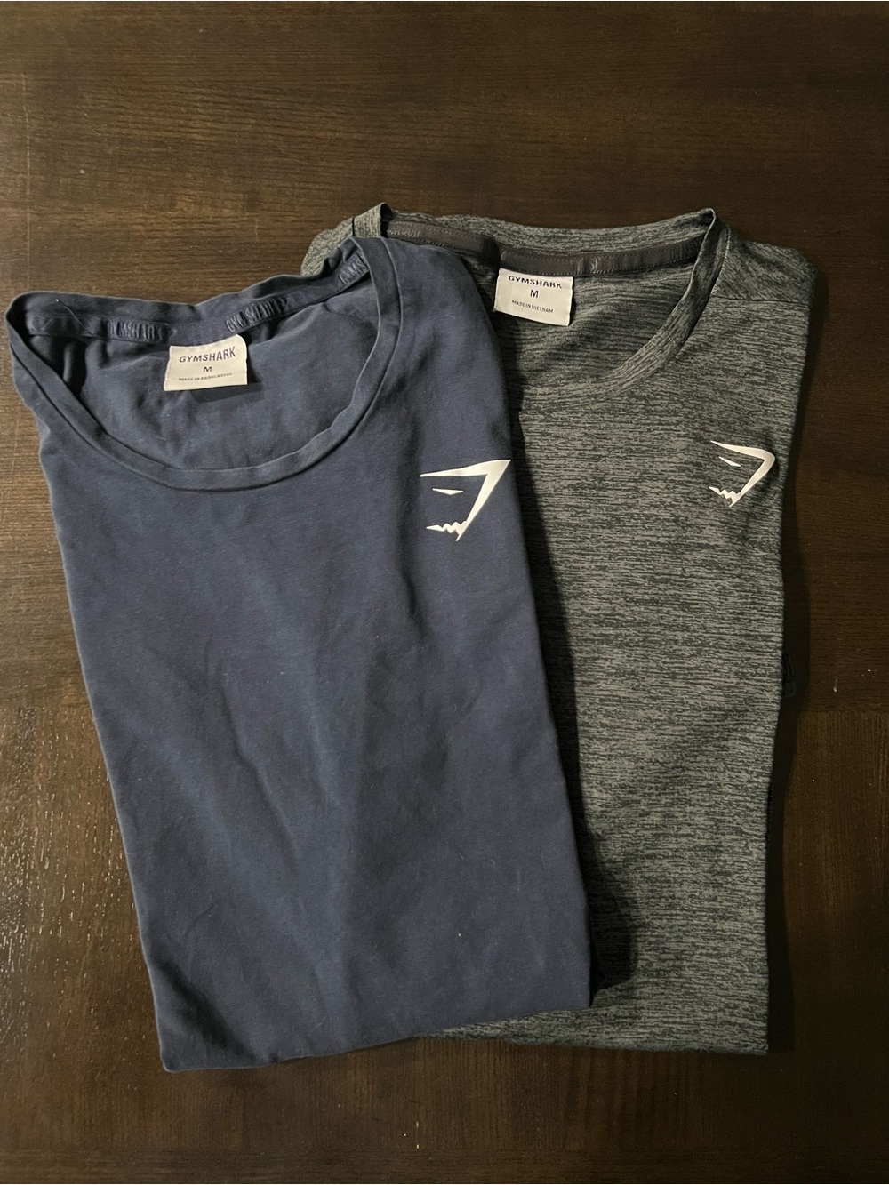 Gymshark Men's Short Sleeve Crew Neck T-Shirt Logo M Lot 2 Gray Blue/Navy